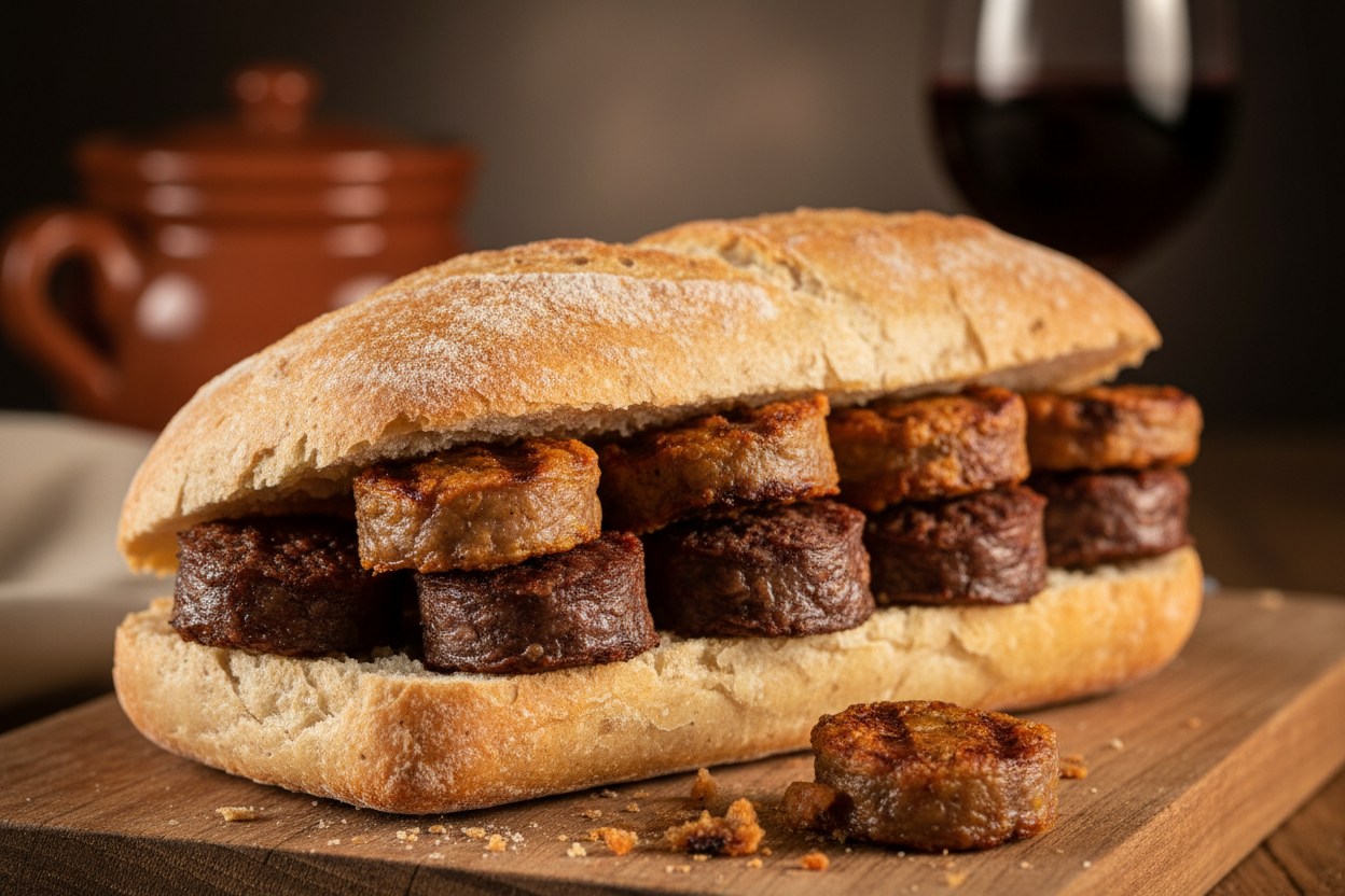 bocadillo

Morcilla, pasada por la plancha o frita (según vuestra receta), hasta quedar dorada
Pan crujiente, que aguanta bien la morcilla sin deshacerse