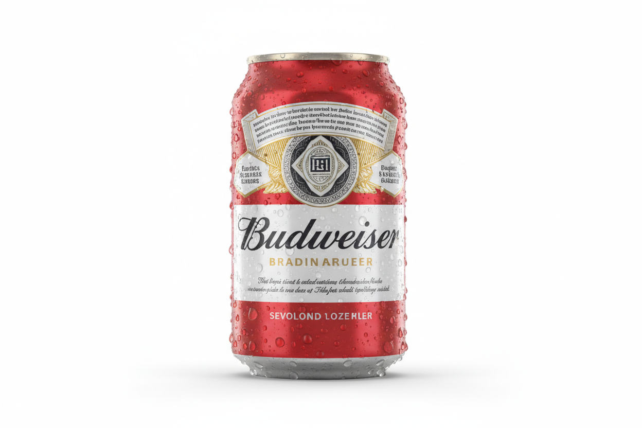 Cerveza Budweiser en lata, una opción refrescante y ligera para acompañar tus pizzas, raciones y bocadillos de La Bodeguita.