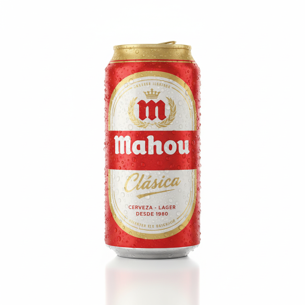 Cerveza Mahou Clásica en lata, la cerveza de siempre para acompañar tus pizzas, raciones y bocadillos de La Bodeguita.