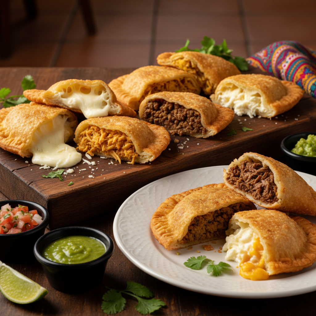Empanada venezolana
masa hecha con harina de trigo . varaibles, queso, pollo, picada, carne `mechada y misxtas cpm queso