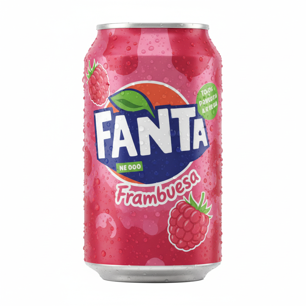 Fanta Frambuesa en lata, el refresco con sabor a frambuesa para acompañar tus pizzas, raciones y bocadillos de La Bodeguita.