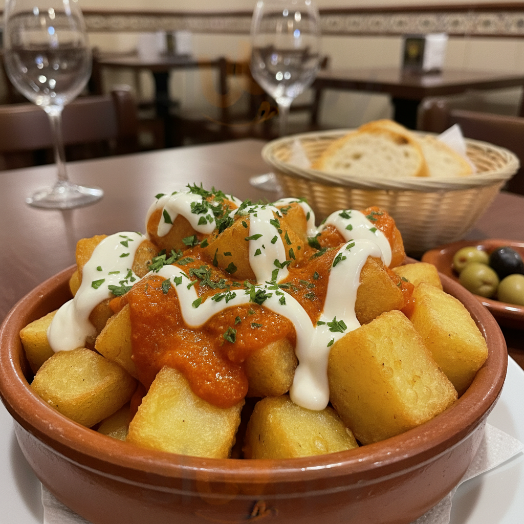 Patatas bravas, alioli o mixtas, la ración clásica de bar para acompañar tus pizzas y raciones en La Bodeguita.